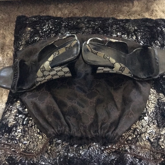 GUCCI sling back wedge heels black patent - Picture 4 of 4